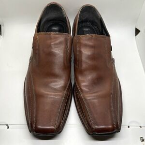 Alfani Men Leather Shoes Slip Ons Loafers 10.5 Brown Casual